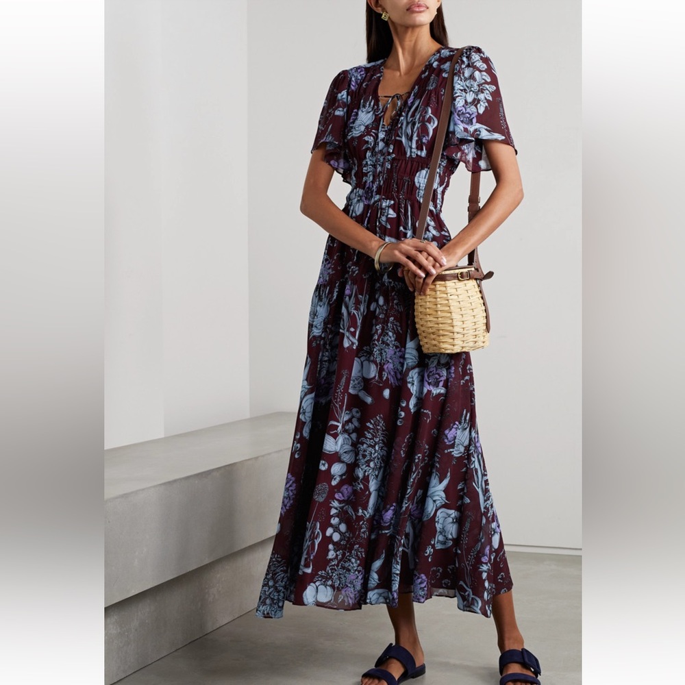 La Ligne Tiered Floral Print Chiffon Midi, NWOT